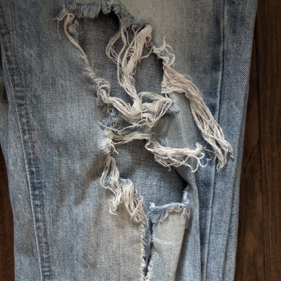 Anine Bing - Distressed Destroyed Jeans | Size 26 Relaxed Fit | Light Wash Blue - Picture 6 of 15